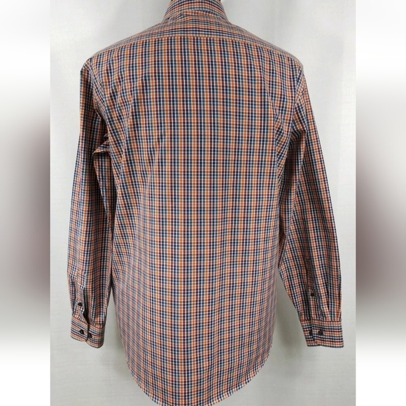 Egara Mens Warehouse XXL Button Dress Shirt Non-Iron Fall Colors Orange Blue - Picture 4 of 11
